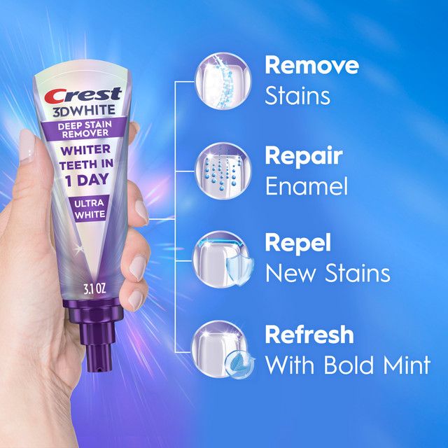 Crest 3DWhite Brilliance Deep Stain Remover Ultra White Toothpaste, 3.1oz - View 3