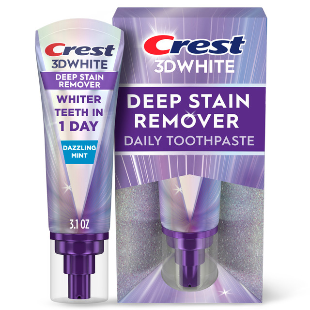 Crest 3DWhite Brilliance Deep Stain Remover Dazzling Mint Toothpaste, 3.1oz
