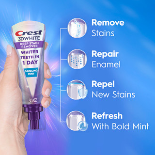 Crest 3DWhite Brilliance Deep Stain Remover Dazzling Mint Toothpaste, 3.1oz - View 3