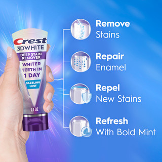 Crest 3DWhite Brilliance Deep Stain Remover Dazzling Mint Toothpaste, 2.1oz - View 3