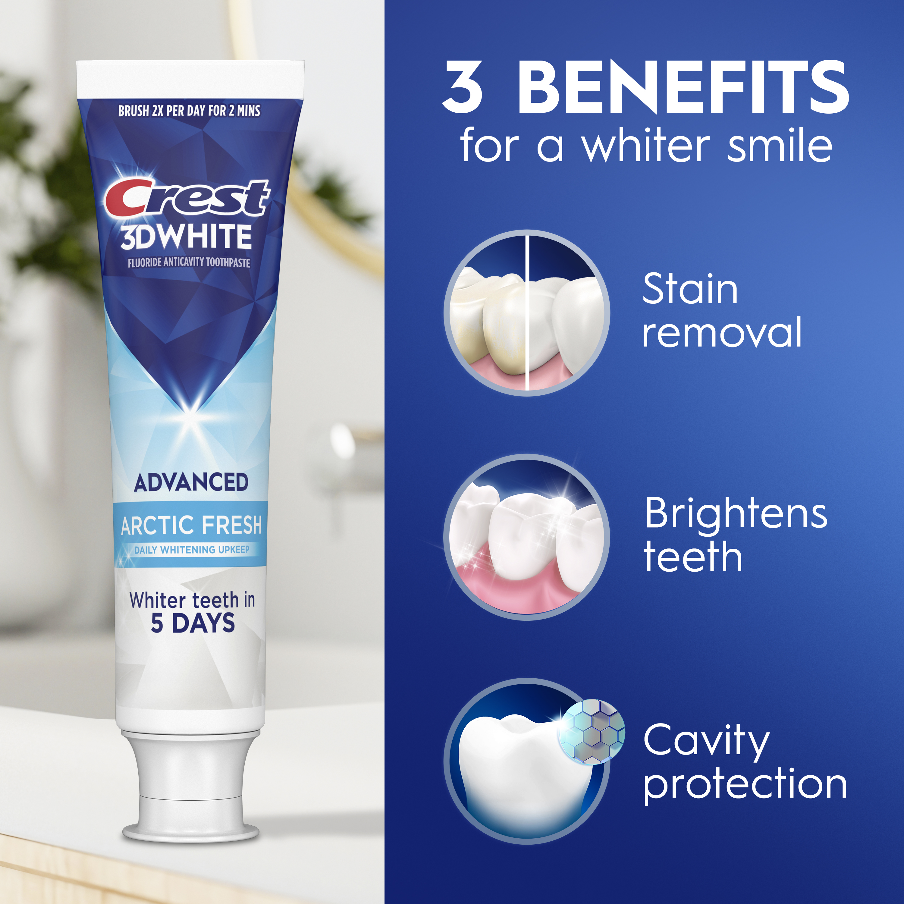 Crest 3DWhite Whitening Toothpaste, Advanced Arctic Fresh - View 4