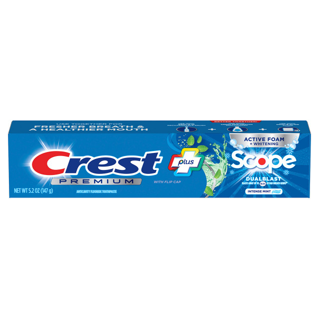 Crest Premium Plus Scope Dual Blast Toothpaste, Intense Mint